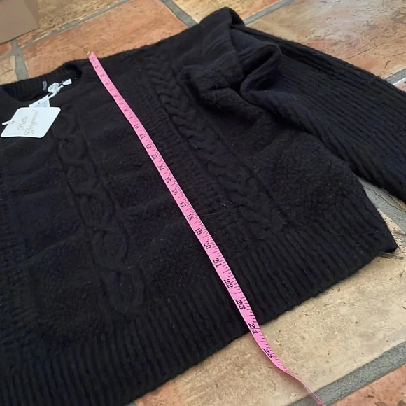 New ✨ ELAN Cable Knit Exaggerated Drop Shoulder Sweater Black Size XS MSRP$89 - Picture 5 of 8